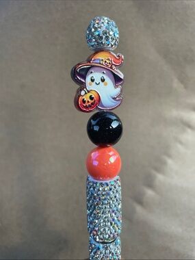 Hand Crafted Casper and pumpkin Character-Themed Bling Focal Pen